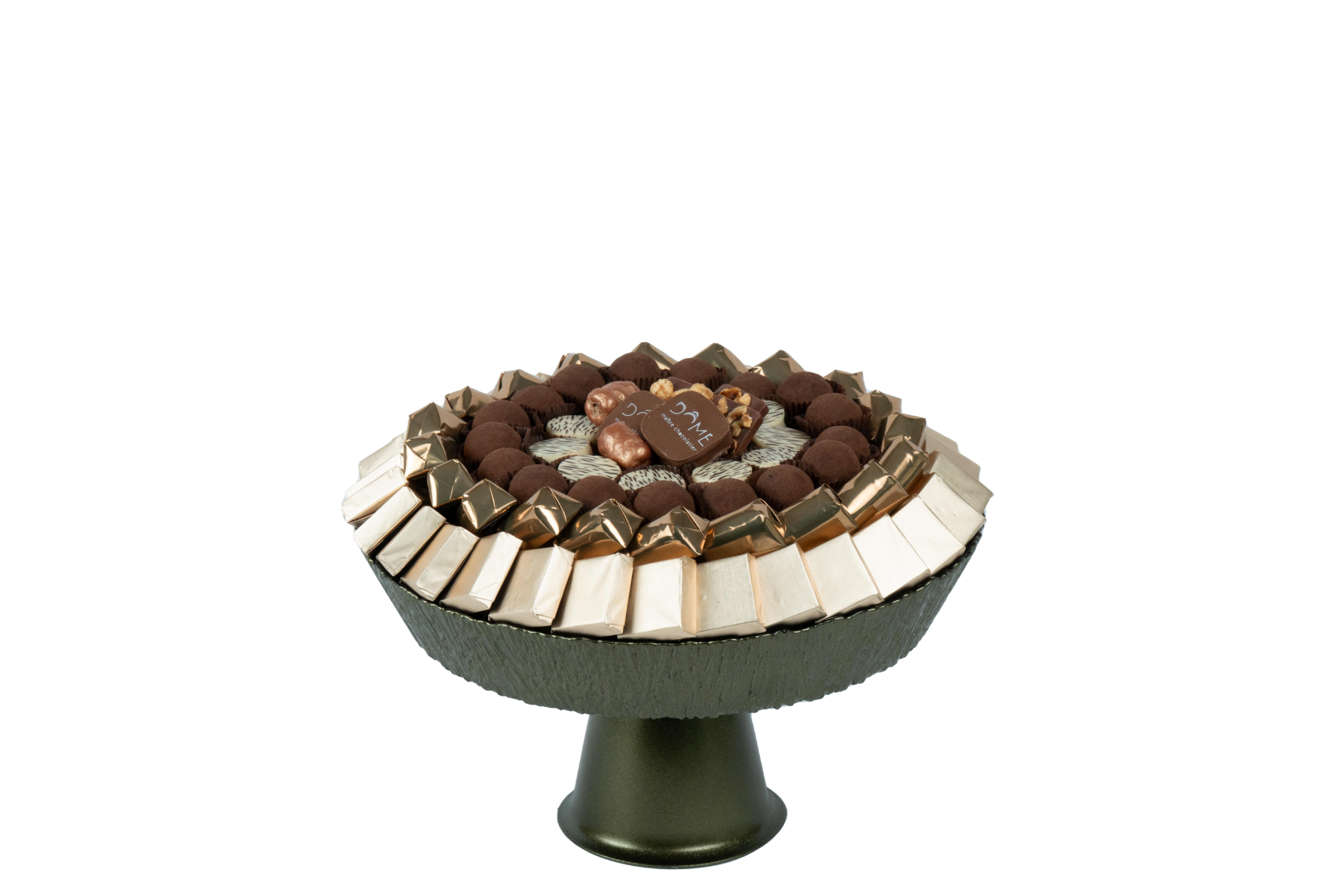 Coupe en verre garnie de chocolat