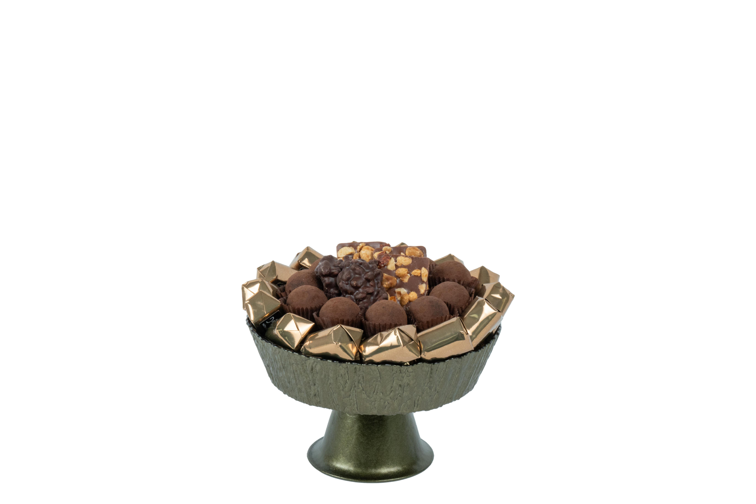 Coupe en verre garnie de chocolat