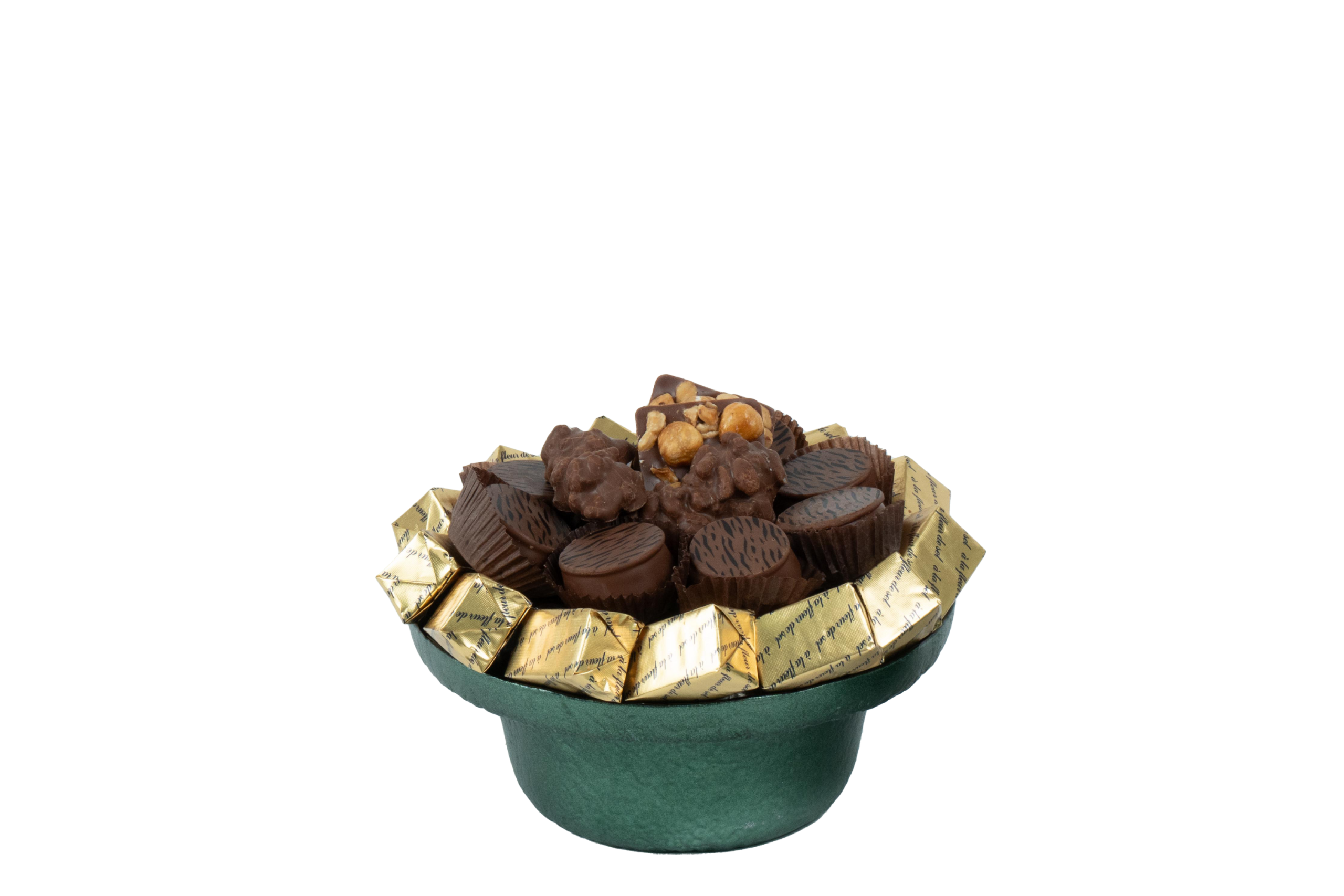 Coupe en verre garnie de chocolat